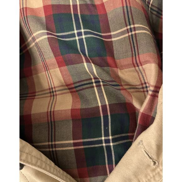 Vintage Lands End Jacket Men’s L Tan Chore Coat Barn Canvas Plaid Corduroy Trim - Picture 7 of 7